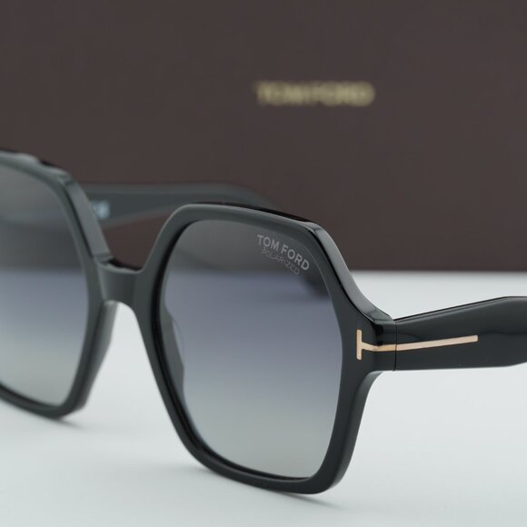 Tom Ford Romy FT1032 01D Geometric Sunglasses - Black/Smoke Gradient Polarized